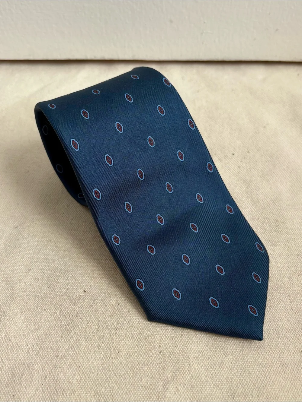 Christian Dior Men's Blue Woven Silk Geometric Pointed Tie One Size